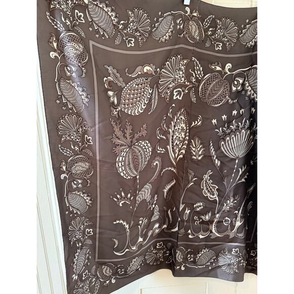 Adrienne Landau Studio Silk Scarf Steel Gray Print Square - Picture 3 of 9